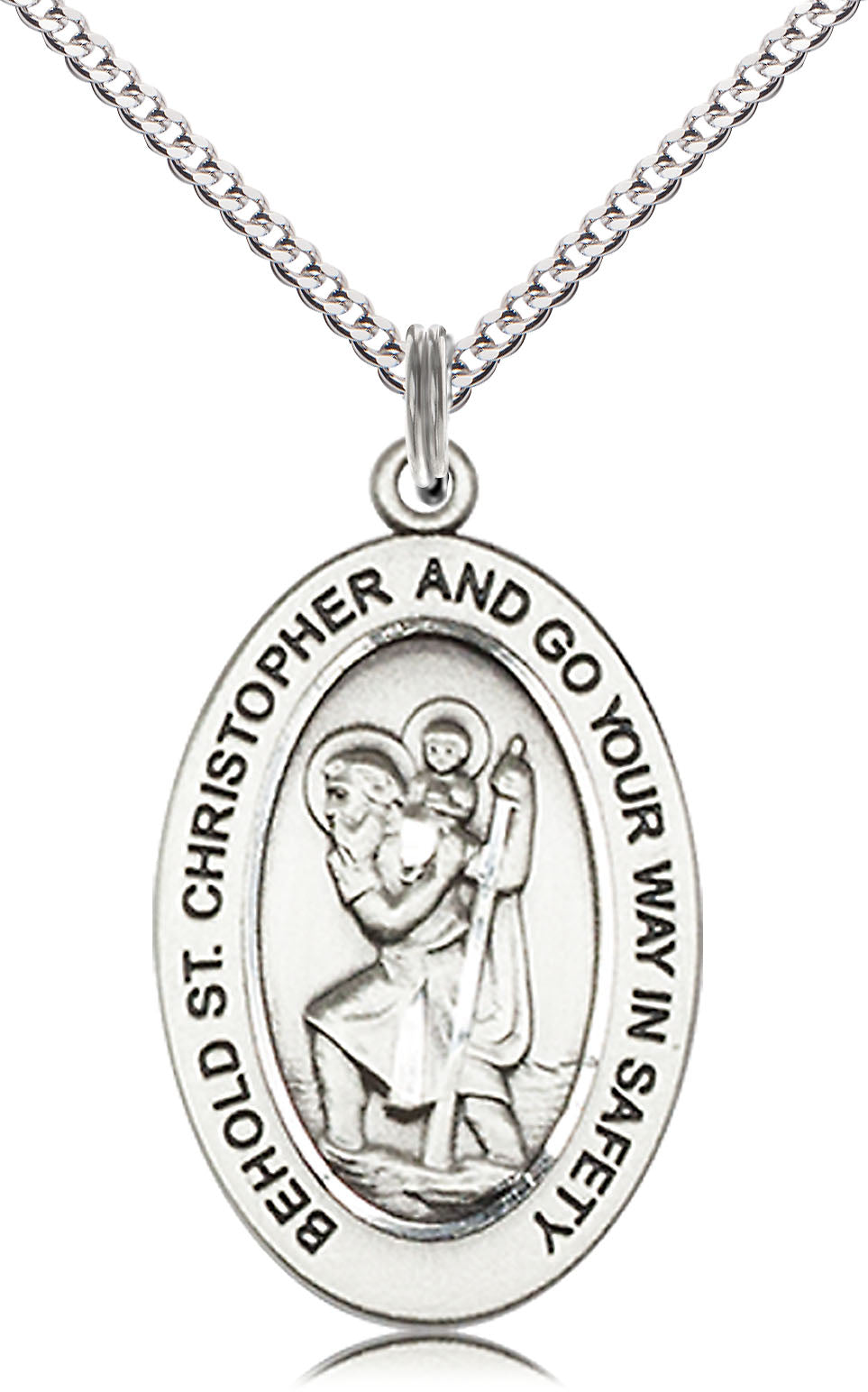 Saint Christopher Medal – Patron of Travelers, Catholic Protection Necklace for Journeys & Safe Travels, Pewter, 18" Curb Chain, Made in USA