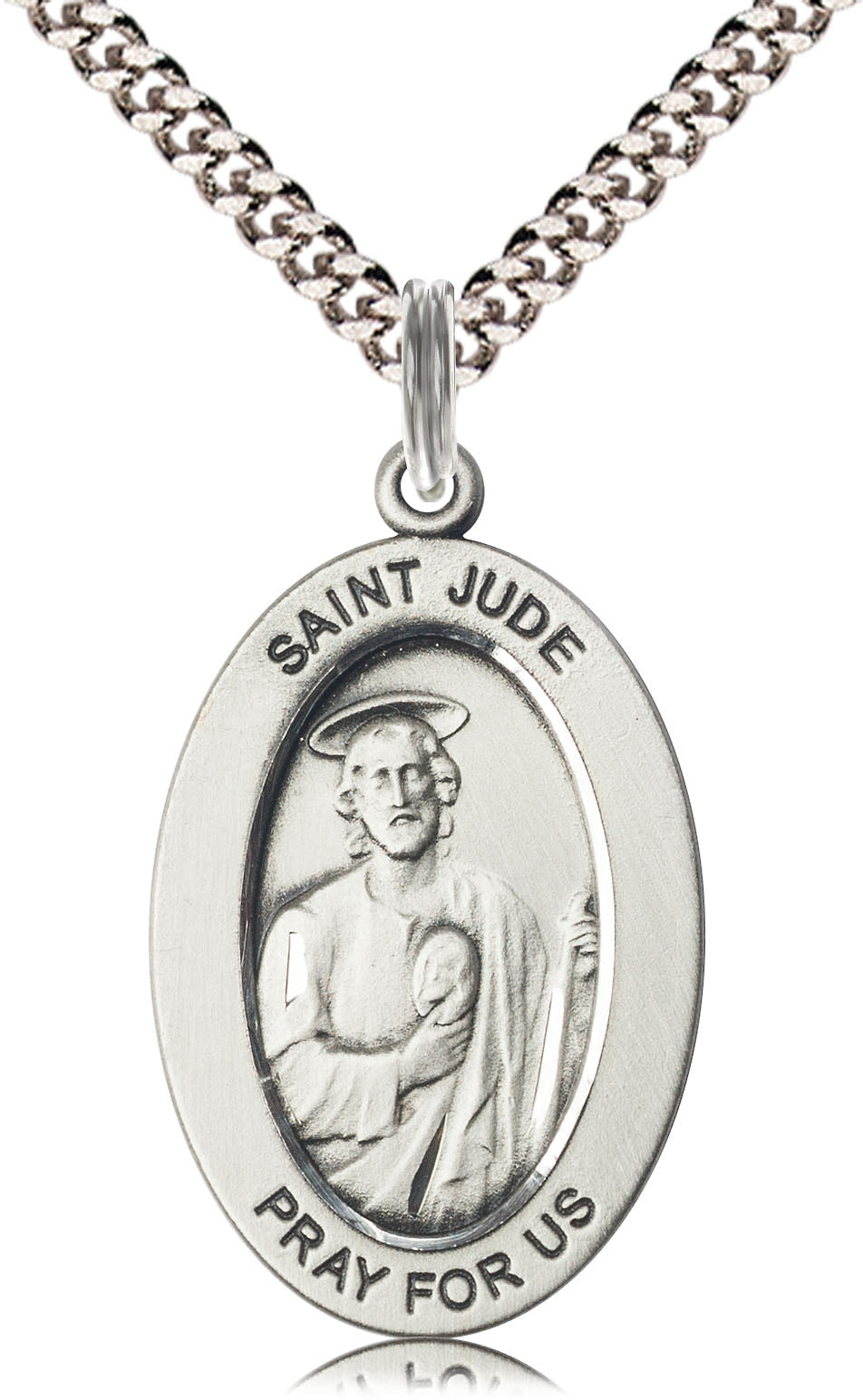 Saint Jude Medal – Patron Saint of Impossible Causes – Catholic Jewelry for Hope, Urgent Prayers & Miraculous Help, Pewter, 24" Curb Chain, Made in USA
