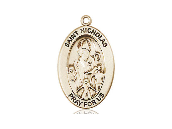 Saint Nicholas Medal – Patron Saint of Protection & Generosity – Ideal Catholic Gift for First Responders, Families & Guardians, 14k Yellow Gold, No Chain, Pendant Only, Made in USA