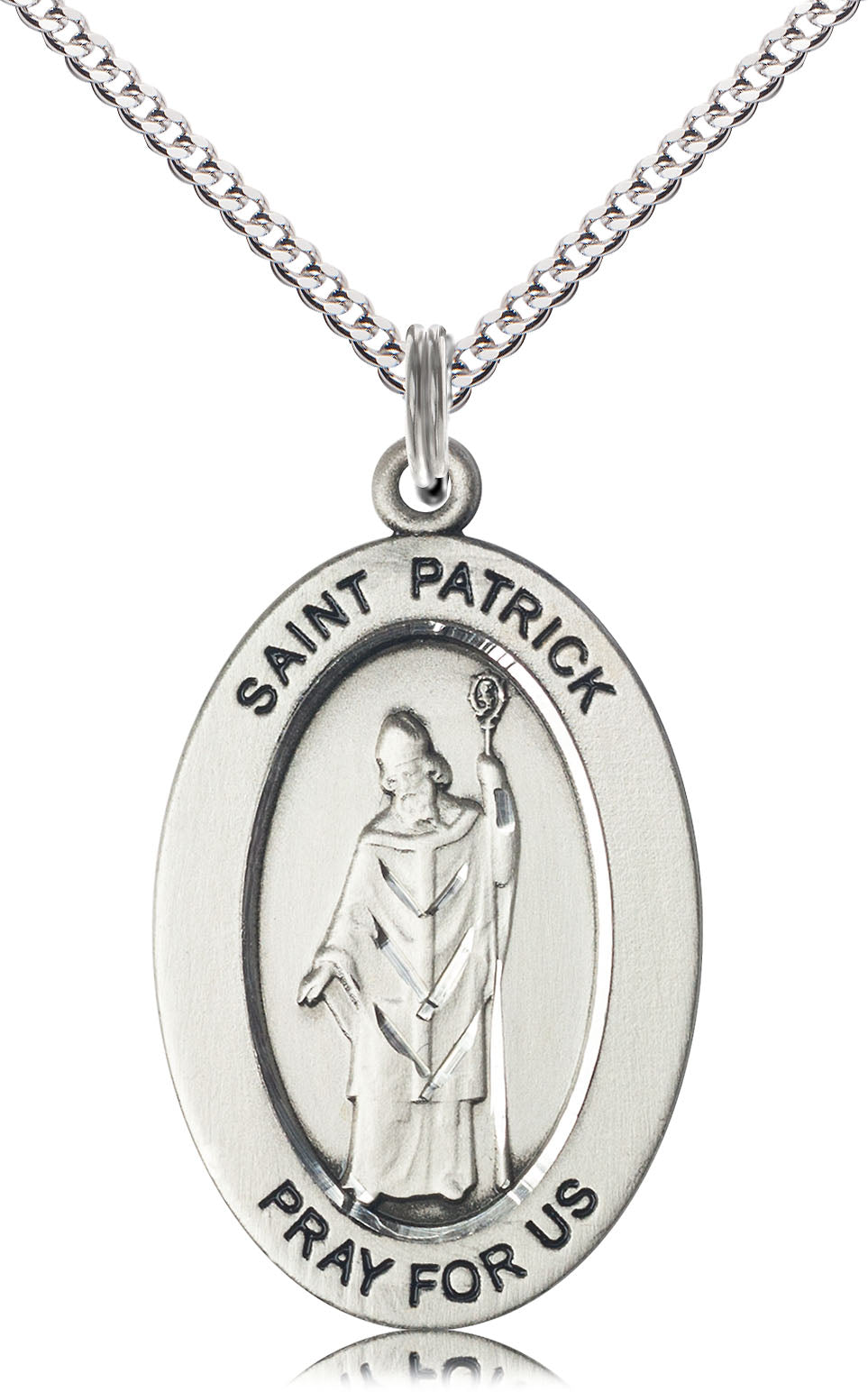 Saint Patrick Medal – Catholic Gift for Irish Heritage & Evangelization – Faith Pendant for Men, Missionaries & Converts, Pewter, 18" Curb Chain, Made in USA