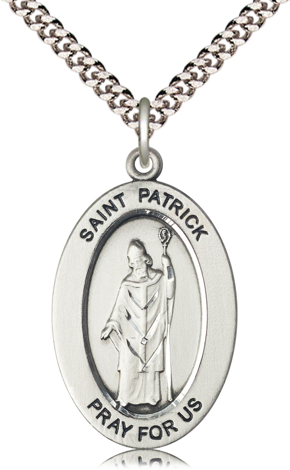 Saint Patrick Medal – Catholic Gift for Irish Heritage & Evangelization – Faith Pendant for Men, Missionaries & Converts, Pewter, 24" Curb Chain, Made in USA