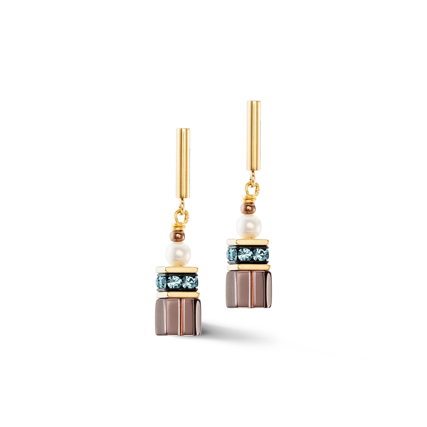 Earrings GeoCUBE® Fusion Precious Pearl Mix Gold-Autumn