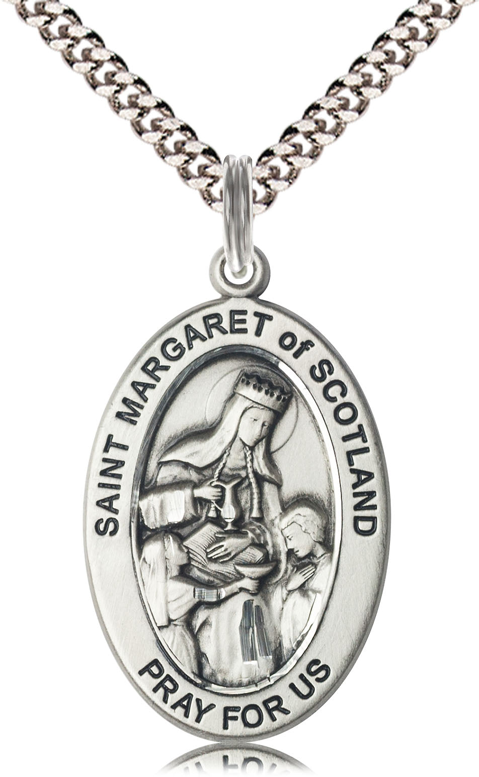Saint Margaret of Scotland Medal – Patron of Charity & Family Care, Catholic Necklace for Mothers & Caregivers, Pewter, , Made in USA
