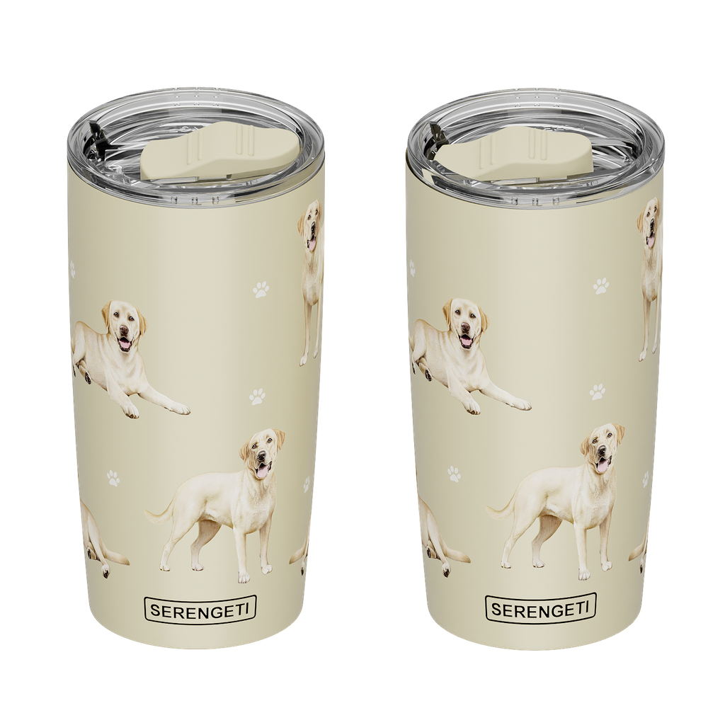 E & S Yellow Lab 20oz Serengetti Ultimate Tumbler, Double Wall Insulated, Vacuum Sealed, Shatter Resistant Lid, Labrador Retriever Travel Mug, Dog Lover Gift, Insulated Coffee Cup