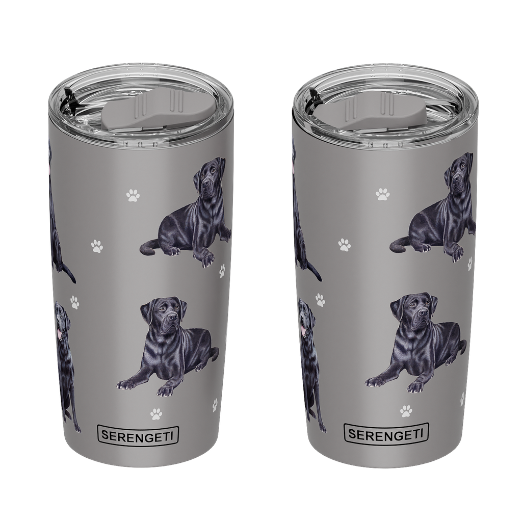 E & S Black Labrador 20oz Serengetti Ultimate Tumbler, Double Wall Insulated, Vacuum Sealed, Shatter Resistant Lid, Lab Dog Gift, Travel Coffee Mug