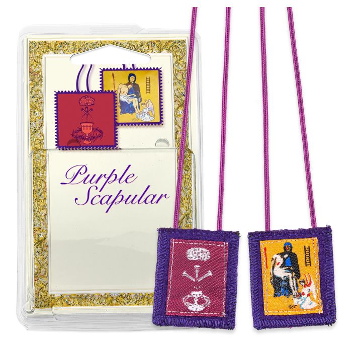 Purple Wool Scapular Benediction and Protection Deluxe Pack