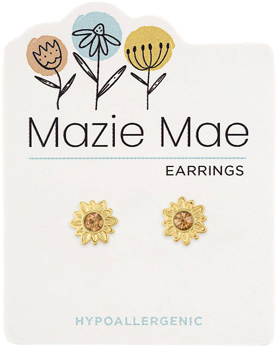 Mazie Mae Earring: Gold Sunflower Stud Earring