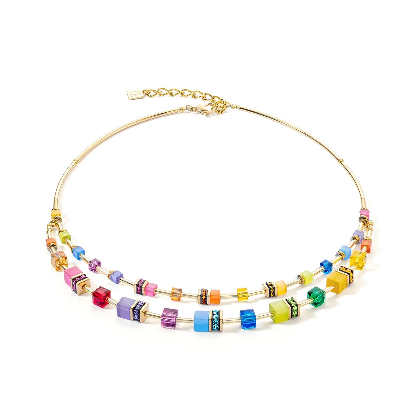 GeoCUBE® Iconic Layer Necklace Gold-Rainbow Stylish Jewelry