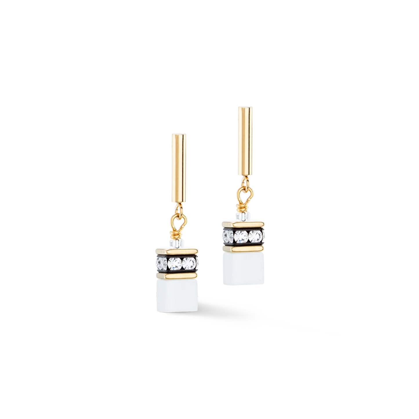 Geocube Iconic Layer Earrings Gold and White