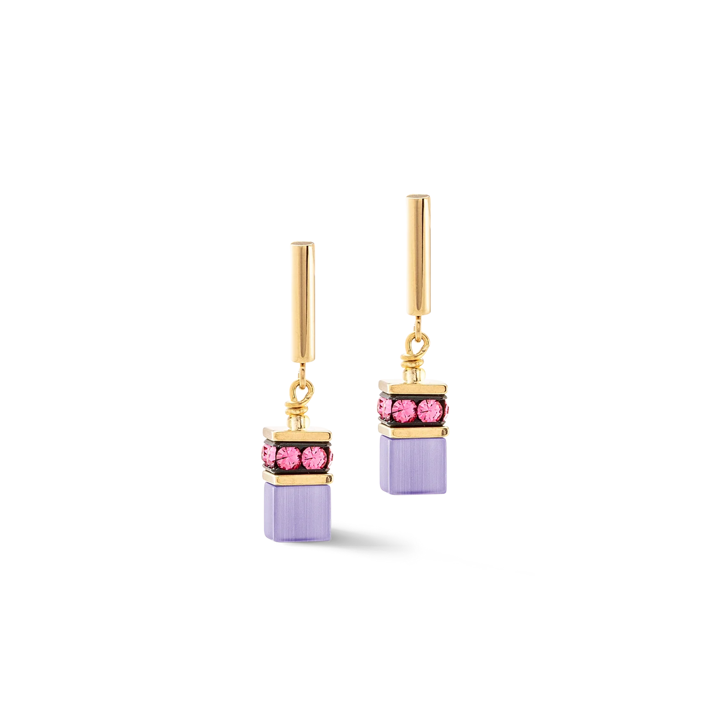 GeoCUBE® Iconic Layer Earrings Gold-Rainbow for Elegance
