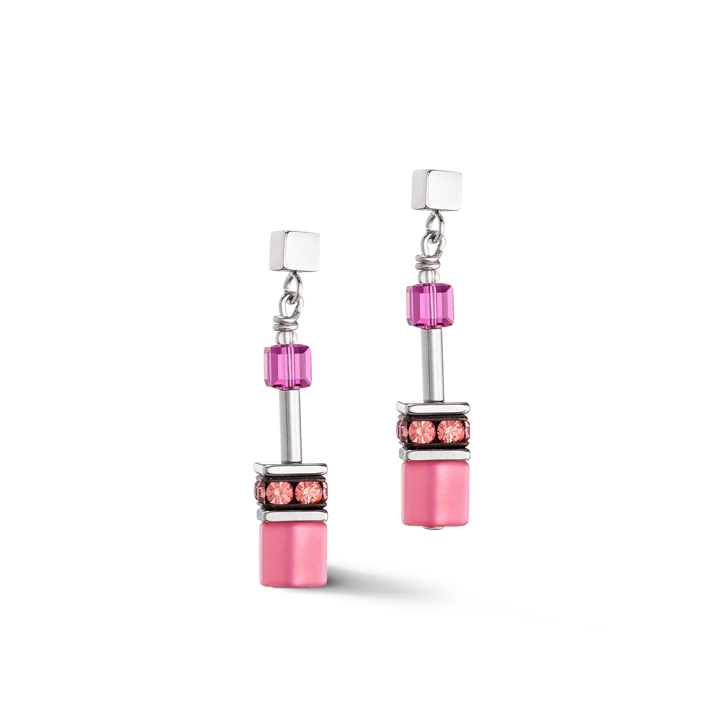 GeoCUBE® Iconic Earrings Viva Magenta with Swarovski Crystals