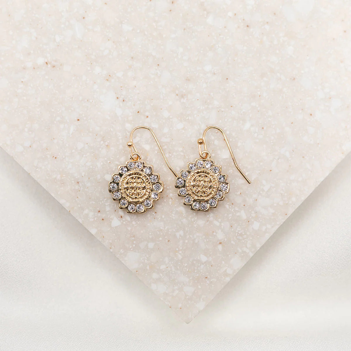 Brilliance Drop Earrings with Crystal Accent in Gold or Silver