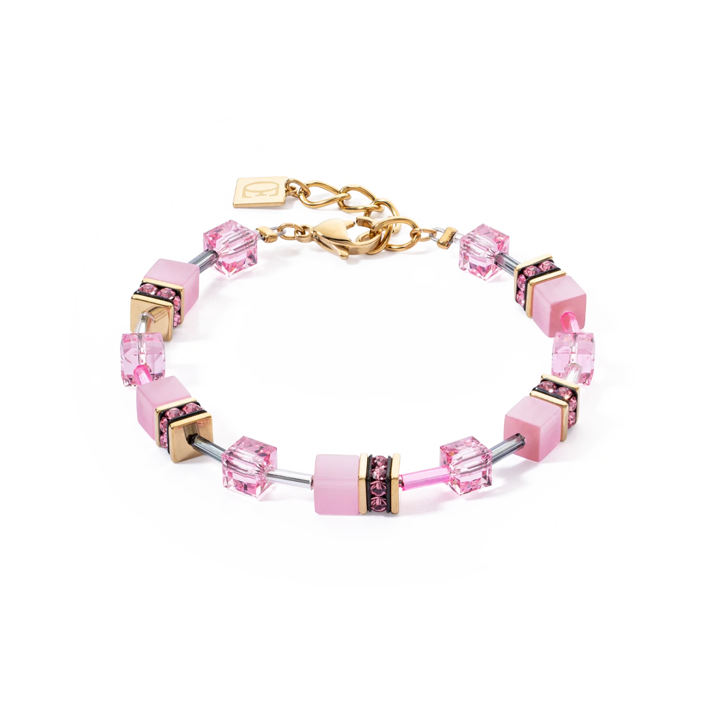 GeoCUBE® Iconic Mono Gold Bracelet Pink for Stylish Elegance