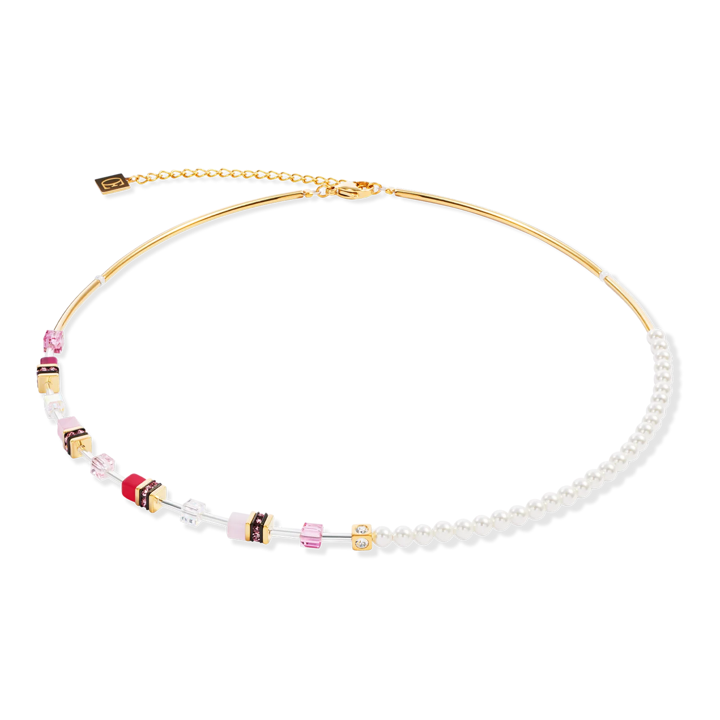 GeoCUBE® Mini Fusion Pearls Necklace Gold-Rose Elegant Jewelry