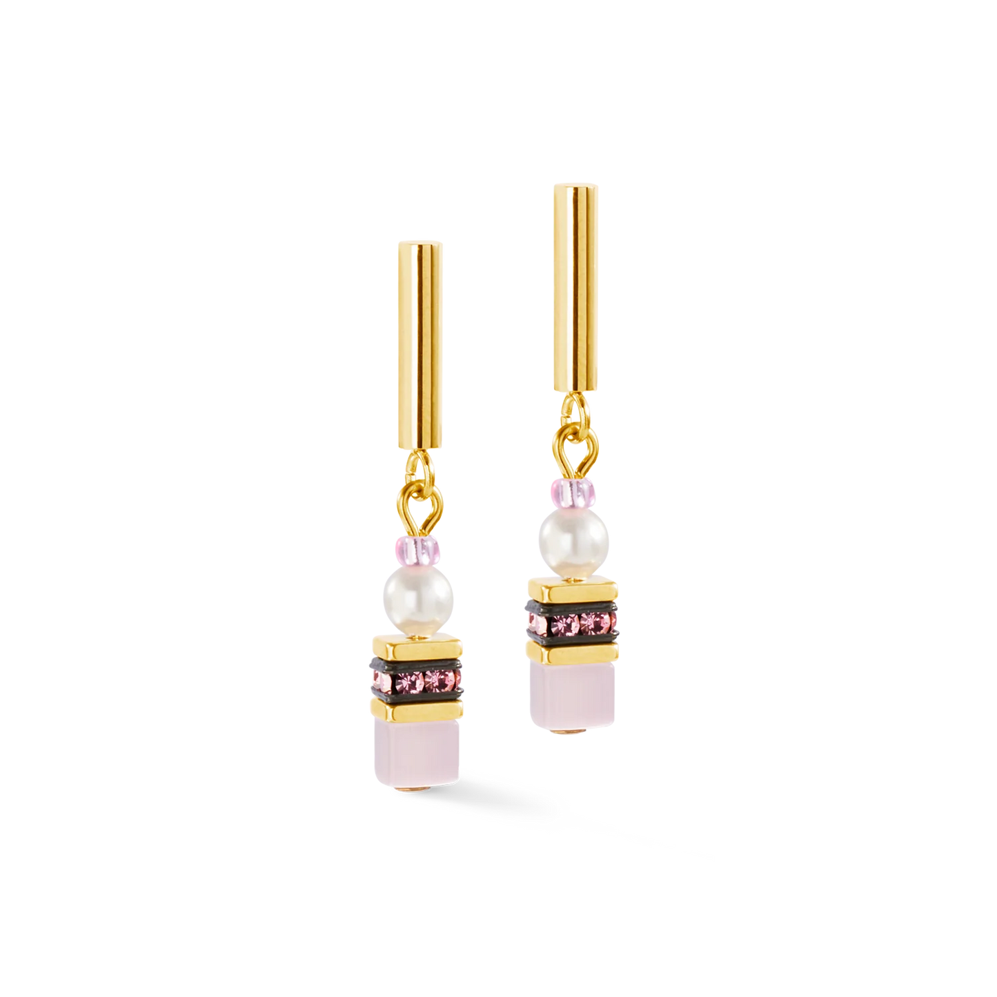 GeoCUBE® Mini Fusion Pearls Earrings Gold-Rose Elegance