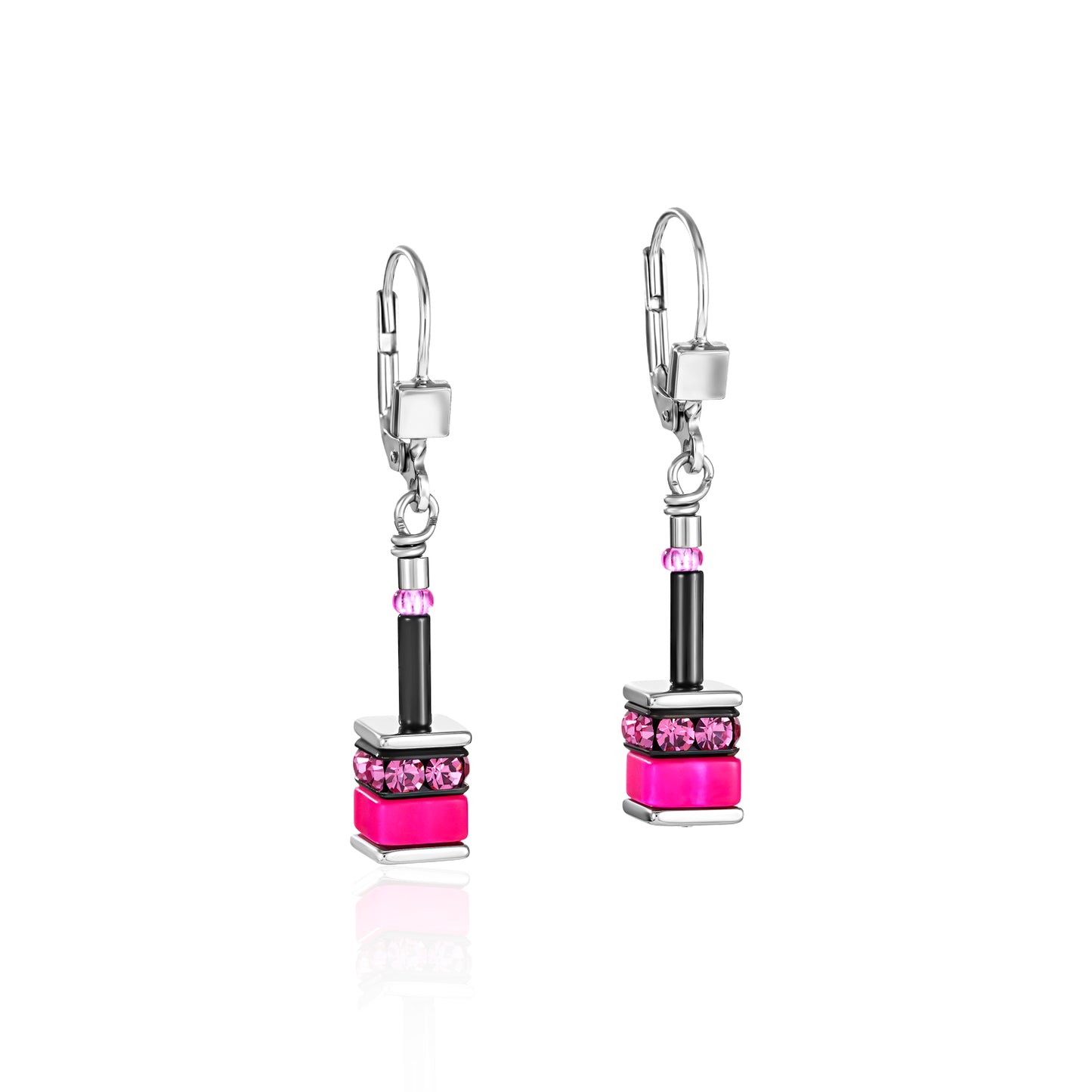 Multicolour Pierced Earrings with Polaris Rhinestone Rondelles in Stainless Steel and Brass Varnish