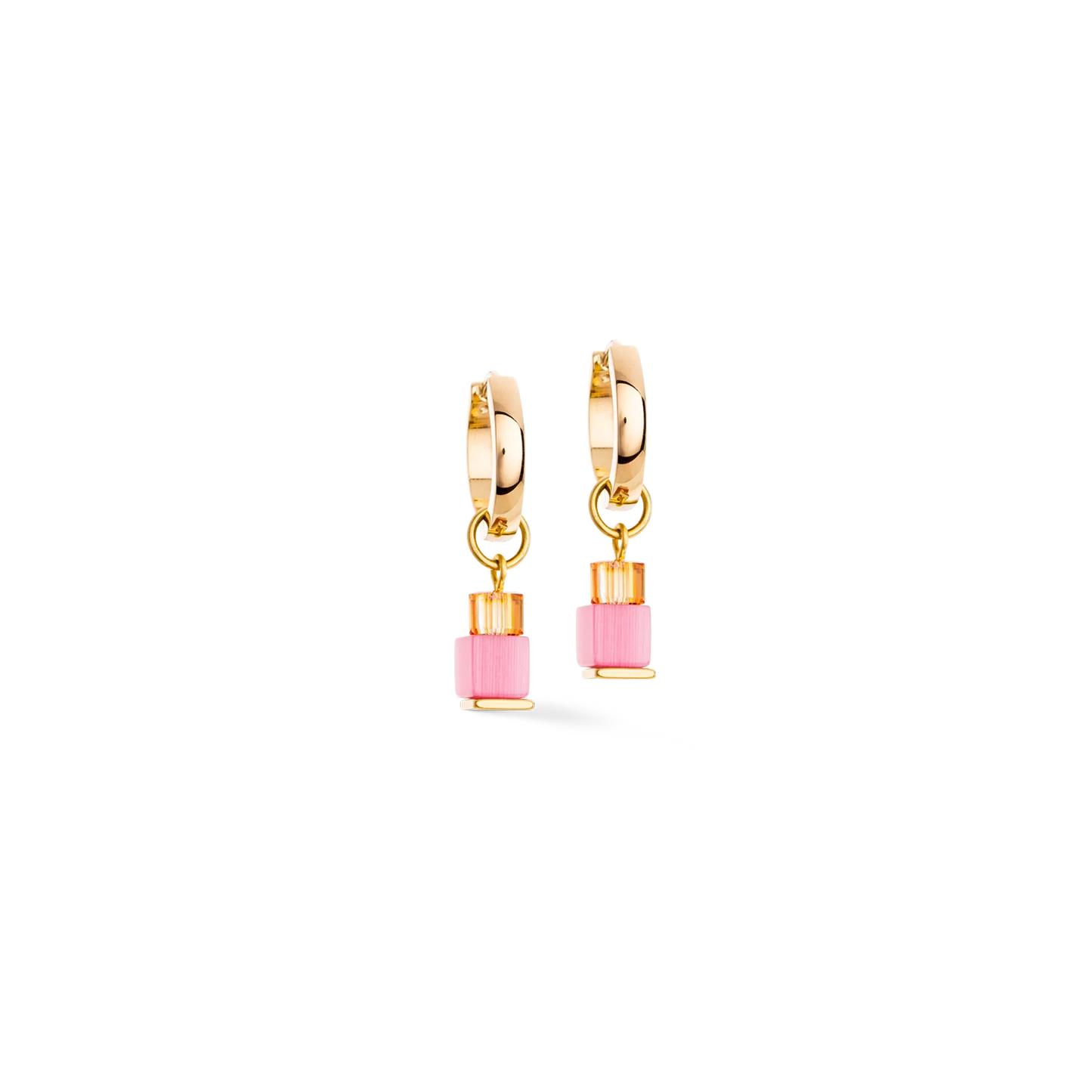 Earrings Creole Cube Fusion Charm Gold-Rainbow Design