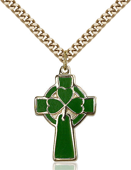 Extel Large 14kt Gold Filled Celtic Cross Pendant with 24" chain, Made in USA