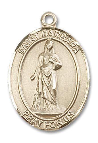 Extel Large Oval 14kt Gold Filled St. Barbara Medal, Made in USA