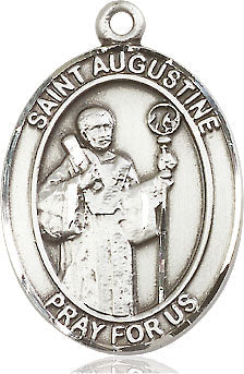 Extel Large Oval Pewter St. Augustine Pendant with 24" chain, Made in USA