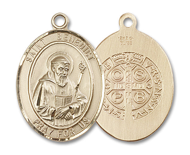 Extel Large Oval 14kt Gold Filled St. Benedict Medal, Made in USA