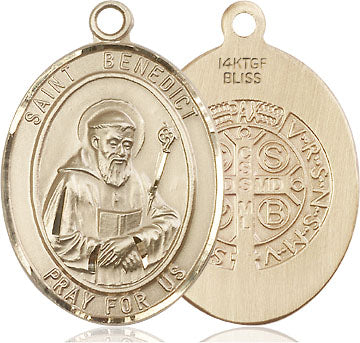 Extel Large Oval 14kt Gold Filled St. Benedict Medal, Made in USA