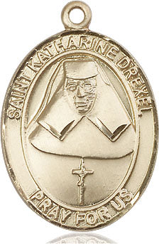 Extel Large Oval 14kt Gold Filled St. Katharine Drexel Pendant with 24" chain, Made in USA