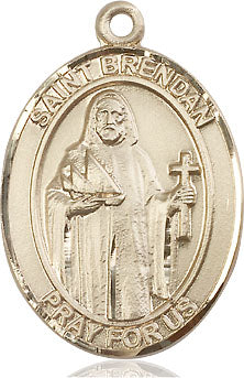 Extel Large Oval 14kt Gold Filled St. Brendan the Navigator Medal, Made in USA