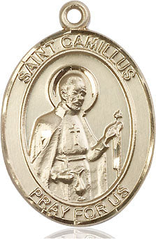 Extel Large Oval 14kt Gold Filled St. Camillus of Lellis Medal, Made in USA