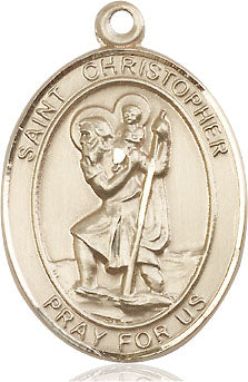 Extel Large Oval 14kt Gold Filled St. Christopher Medal, Made in USA