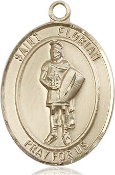 Extel Large Oval 14kt Gold Filled St. Florian Medal, Made in USA