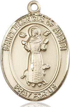 Extel Large Oval 14kt Gold Filled St. Francis of Assisi Medal, Made in USA