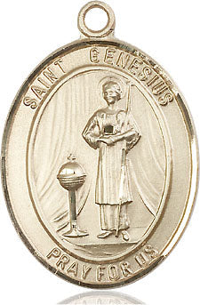 Extel Large Oval 14kt Gold Filled St. Genesius of Rome Medal, Made in USA