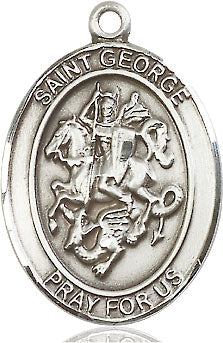 Extel Large Oval Pewter St. George Pendant with 24" chain, Made in USA