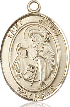 Extel Large Oval 14kt Gold Filled St. James the Greater Medal, Made in USA