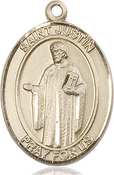 Extel Large Oval 14kt Gold Filled St. Justin Pendant with 24" chain, Made in USA