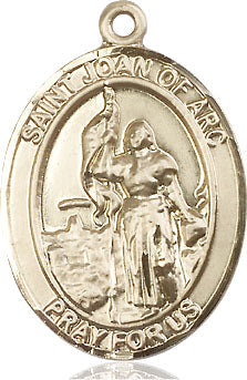 Extel Large Oval 14kt Gold Filled St. Joan of Arc Pendant with 24" chain, Made in USA