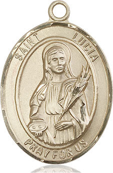 Extel Large Oval 14kt Gold Filled St. Lucia of Syracuse Pendant with 24" chain, Made in USA
