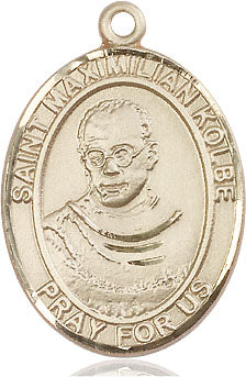 Extel Large Oval 14kt Gold Filled St. Maximilian Kolbe Pendant with 24" chain, Made in USA