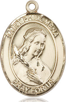 Extel Large Oval 14kt Gold Filled St. Philomena Pendant with 24" chain, Made in USA