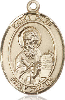 Extel Large Oval 14kt Gold Filled St. Paul the Apostle Medal, Made in USA