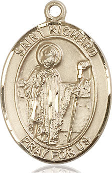 Extel Large Oval 14kt Gold Filled St. Richard Pendant with 24" chain, Made in USA