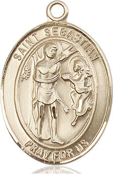 Extel Large Oval 14kt Gold Filled St. Sebastian Pendant with 24" chain, Made in USA