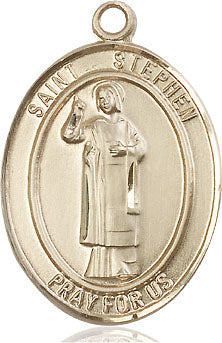 Extel Large Oval 14kt Gold Filled St. Stephen the Martyr Pendant with 24" chain, Made in USA