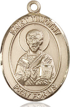 Extel Large Oval 14kt Gold Filled St. Timothy Medal, Made in USA