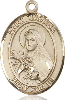 Extel Large Oval 14kt Gold Filled St. Theresa Pendant with 24" chain, Made in USA
