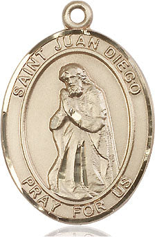 Extel Large Oval 14kt Gold Filled St. Juan Diego Pendant with 24" chain, Made in USA
