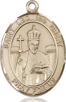 Extel Large Oval 14kt Gold Filled St. Leo the Great Pendant with 24" chain, Made in USA