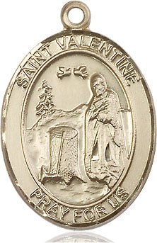 Extel Large Oval 14kt Gold Filled St. Valentine of Rome Pendant with 24" chain, Made in USA