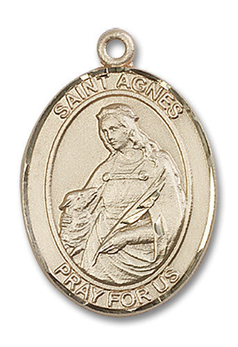 Extel Large Oval 14kt Gold Filled St. Agnes of Rome Medal, Made in USA
